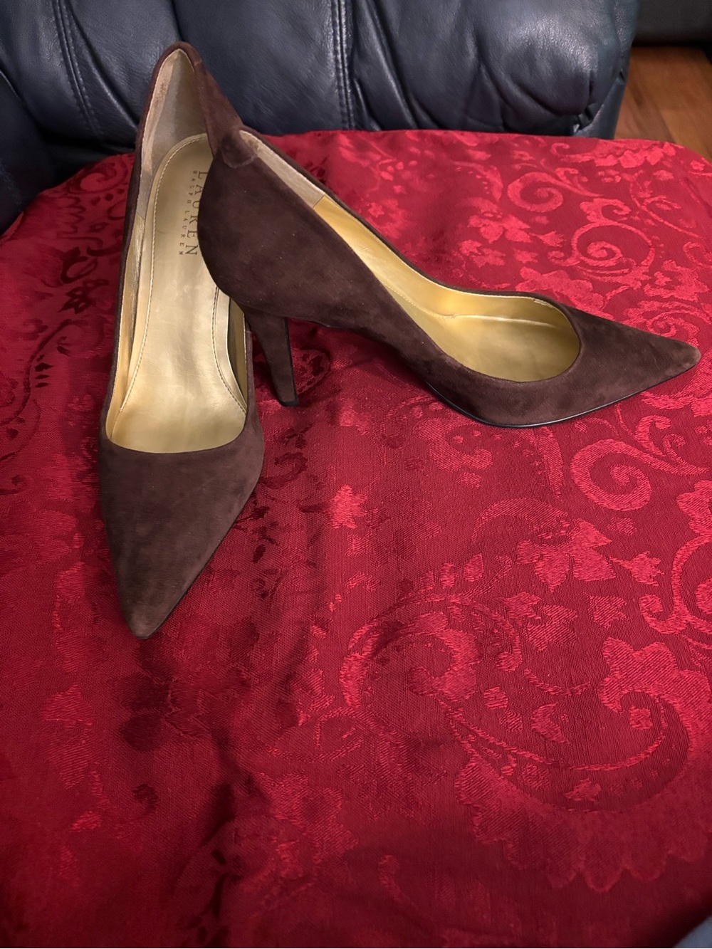 Lauren Ralph Lauren Dark Brown Suede Pointed-Toe Pumps